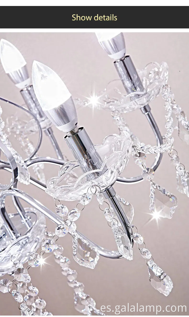 Elegante candelabro de cristal LED europeo para espacios de vida elegantes